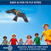 PESTEZE® USA Premium Realistic Eagle Kite with String- 47x27 Inch. EZ & Fun to Fly. Provides Humane Pest Bird Deterrence in Yards & Farms. Protects Vegetables, Fruits & Crops