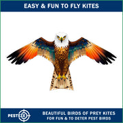 PESTEZE® USA Brown Eagle EZ to Fly Kite with String for Beach, Park & Yard. Also Bird Deterrent to Protect Garden & Crops from Pest Birds