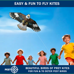 PESTEZE® USA Huge Blue Eagle Kite [2 Pack - 63x29 Inch]. EZ & Fun to Fly. Provides Humane Bird Deterrence in Yards & Farms. Protects Vegetables, Fruits & Crops from Pest Birds