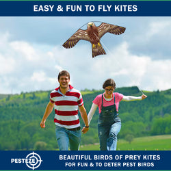 PESTEZE® USA [2 Pack Brown Color] Hawk 47x27 Inch Kite with 13 Ft Flagpole. Provides Humane Bird Deterrence in Yards & Farms. Protects Vegetables, Fruits & Crops from Pest Birds & Critters