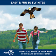 PESTEZE USA Bald Eagle EZ to Fly Kite with String for Beach, Park & Yard. Also Bird Deterrent to Protect Garden & Crops from Pest Birds