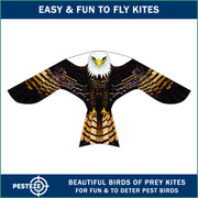 PESTEZE® USA Bald Eagle Bird Deterrent Kite with 13 ft Flagpole - Use in Yards & Farms to Protect Vegetables, Fruits, Crops & Property from Pest Birds