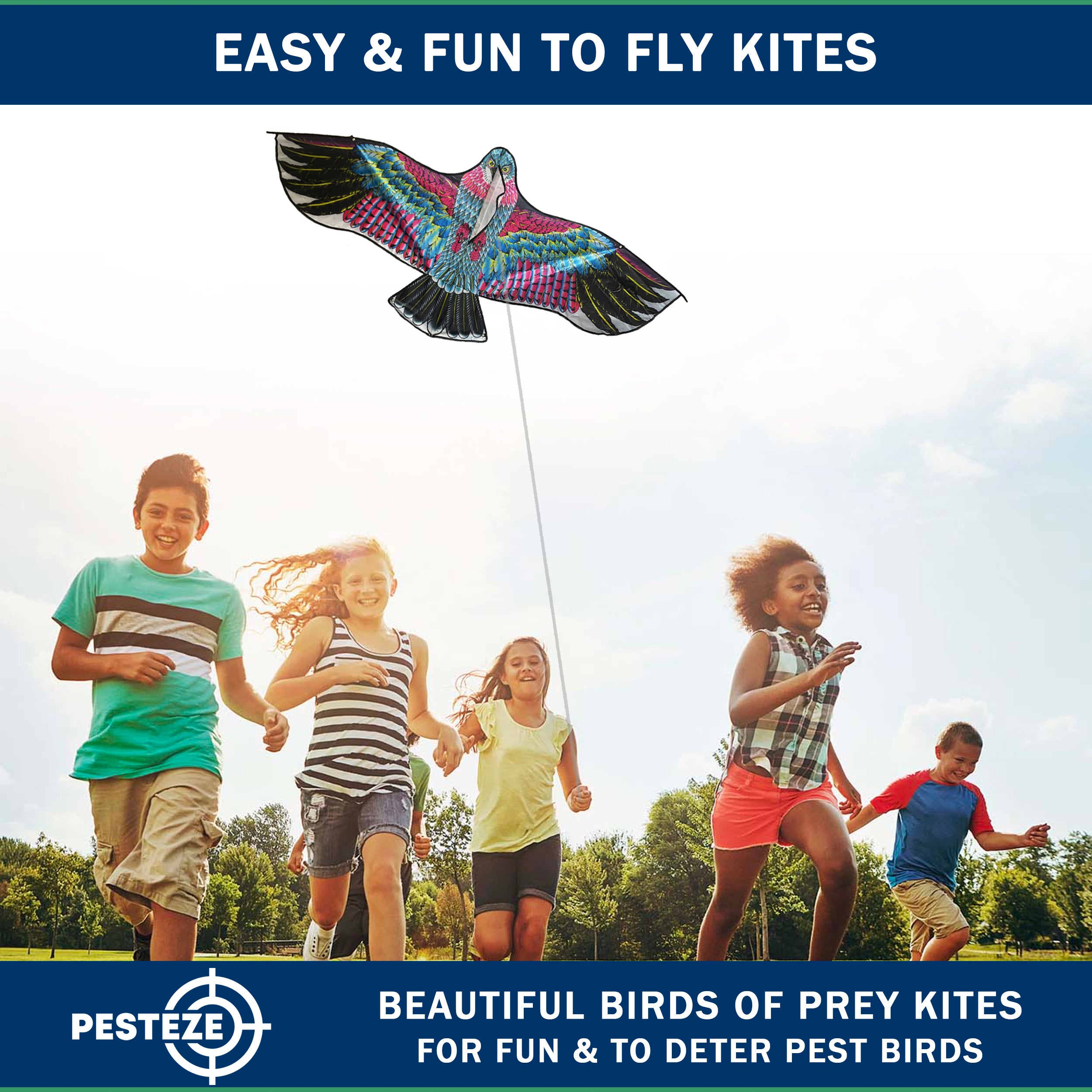 PESTEZE® USA Huge Red Eagle Kite [60x28 Inch] EZ & Fun to Fly. Also Provides Humane Bird Deterrence in Yards & Farms. Protects Vegetables, Fruits & Crops from Pest Birds & Critters