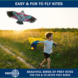 PESTEZE® USA Huge Eagle Kite [2 Pack- 60x28 Inch]. EZ & Fun to Fly. Also provides Humane Bird Deterrence in Yards & Farms. Protects Vegetables, Fruits & Crops from Pest Birds