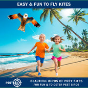PESTEZE® USA Brown Eagle EZ to Fly Kite with String for Beach, Park & Yard. Also Bird Deterrent to Protect Garden & Crops from Pest Birds