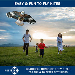 PESTEZE® USA Huge Blue Eagle [63x29 Inch]. EZ & Fun to Fly. Also provides Humane Bird Deterrence in Yards & Farms. Protects Vegetables, Fruits & Crops from Pest Birds & Critters