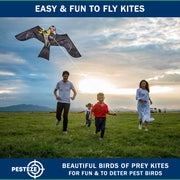 PESTEZE® USA Premium Realistic Eagle Kite with String- 47x27 Inch. EZ & Fun to Fly. Provides Humane Pest Bird Deterrence in Yards & Farms. Protects Vegetables, Fruits & Crops