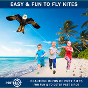 PESTEZE USA Bald Eagle EZ to Fly Kite with String for Beach, Park & Yard. Also Bird Deterrent to Protect Garden & Crops from Pest Birds