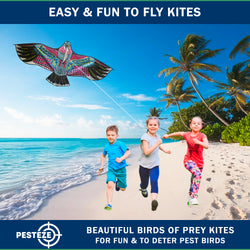 PESTEZE® USA Huge Red Eagle Kite [60x28 Inch] EZ & Fun to Fly. Also Provides Humane Bird Deterrence in Yards & Farms. Protects Vegetables, Fruits & Crops from Pest Birds & Critters