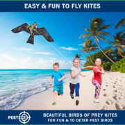 PESTEZE® USA Premium Realistic Eagle Kite with String- 47x27 Inch. EZ & Fun to Fly. Provides Humane Pest Bird Deterrence in Yards & Farms. Protects Vegetables, Fruits & Crops