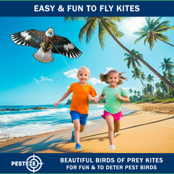 PESTEZE® USA Huge Blue Eagle [63x29 Inch]. EZ & Fun to Fly. Also provides Humane Bird Deterrence in Yards & Farms. Protects Vegetables, Fruits & Crops from Pest Birds & Critters