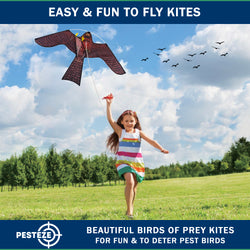 PESTEZE® USA Realistic Hawk Kite [47x27 Inch] EZ & Fun to Fly. Also Provides Humane Bird Deterrence in Yards & Farms. Protects Vegetables, Fruits & Crops from Pest Birds & Critters