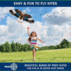 PESTEZE® USA Huge Blue Eagle [63x29 Inch]. EZ & Fun to Fly. Also provides Humane Bird Deterrence in Yards & Farms. Protects Vegetables, Fruits & Crops from Pest Birds & Critters