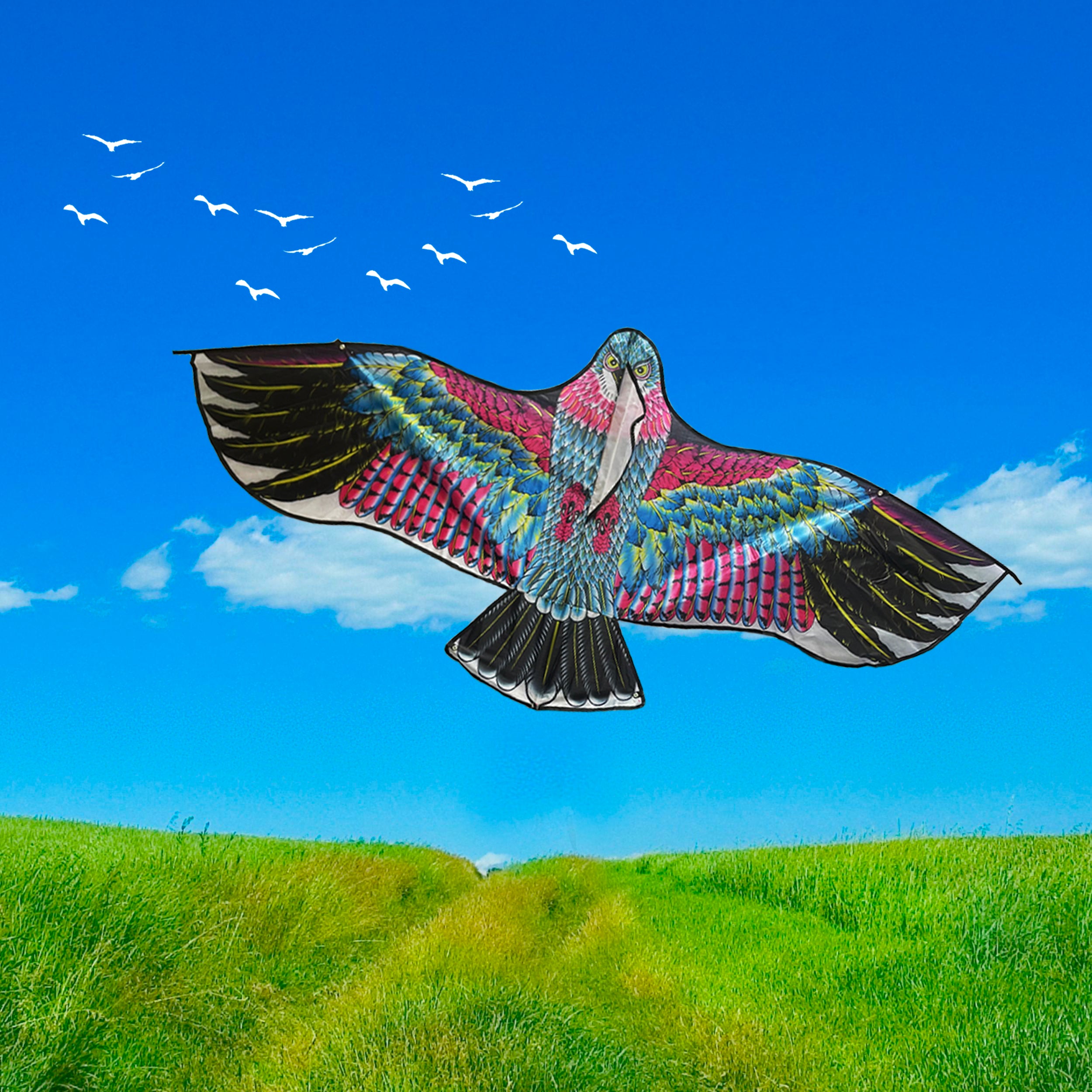 PESTEZE® USA Huge Eagle Kite [2 Pack- 60x28 Inch]. EZ & Fun to Fly. Also provides Humane Bird Deterrence in Yards & Farms. Protects Vegetables, Fruits & Crops from Pest Birds