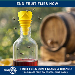 BUGEZE® USA Indoor Fruit Fly Trap for Kitchen – Reusable Bottle Top Gnat Catcher, Natural Fruit Fly Control for Home, Countertop & Pantry Safe [4 Pack -2 Yellow + 2 Orange]