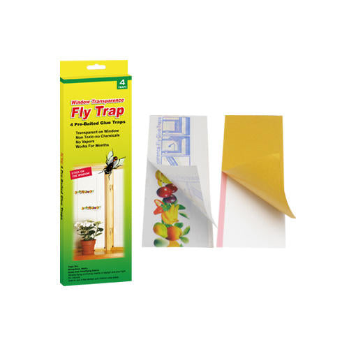 BUGEZE® USA Transparent Sticky Window Fly Trap [4 Pack]