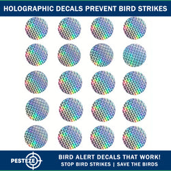 20 Pack PESTEZE® Shiny Holographic Bird Repellent Stickers [3 Inch] Reflection Scares Pest Birds like Woodpeckers, Sparrows, Pigeons, Crows, Gulls & Critters without Harming them