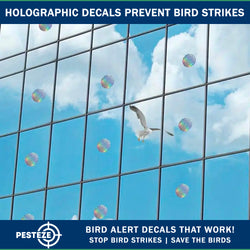 20 Pack PESTEZE® Shiny Holographic Bird Repellent Stickers [3 Inch] Reflection Scares Pest Birds like Woodpeckers, Sparrows, Pigeons, Crows, Gulls & Critters without Harming them
