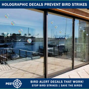 PESTEZE® USA Bird Deterrent Stickers 20 Pack – Premium Holographic Reflective Decals to Scare Birds Humanely, Protect Windows, Patios, Balconies & Gardens – Prevent Woodpecker, Pigeon & Sparrow Strikes
