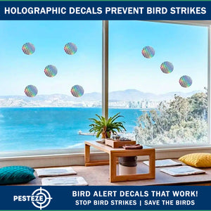 20 Pack PESTEZE® Shiny Holographic Bird Repellent Stickers [3 Inch] Reflection Scares Pest Birds like Woodpeckers, Sparrows, Pigeons, Crows, Gulls & Critters without Harming them