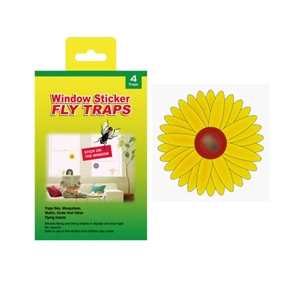 BUGEZE® USA Sunflower Sticky Window Fly Trap [4 Pack-]