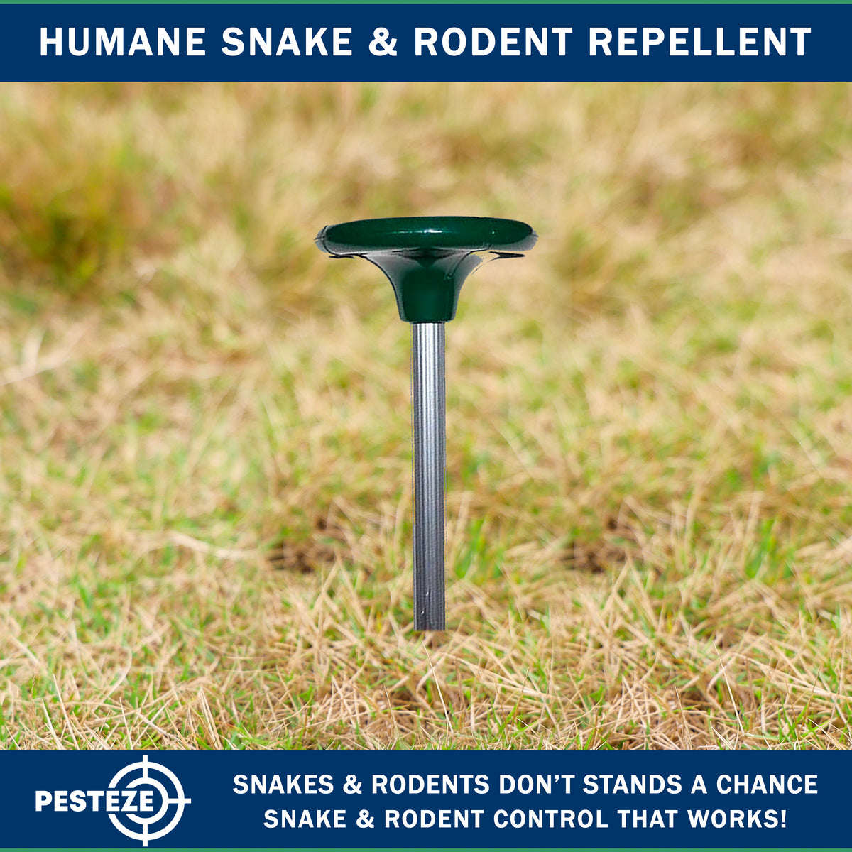 PESTEZE® Solar Snake & Rodent Sound Deterrent. Audible Sound Deters Snakes & Burrowing Rodents like Moles, Voles Gophers, Chipmunks, Groundhogs & Woodchucks from Destroying Gardens & Vegetables - Pesteze
