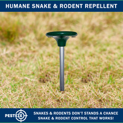PESTEZE® Solar Snake & Rodent Sound Deterrent. Audible Sound Deters Snakes & Burrowing Rodents like Moles, Voles Gophers, Chipmunks, Groundhogs & Woodchucks from Destroying Gardens & Vegetables - Pesteze