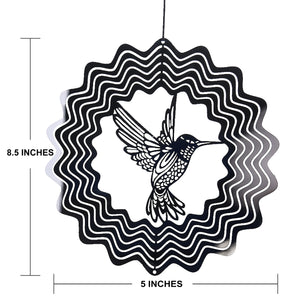 PESTEZE® Hummingbird Stainless Steel Highly Reflective Decorative 3D Wind Spinner for Deterring Unwanted Pest Birds & Critters. 5 X 8 Inch Premium Shiny, Beautiful, Long Lasting & Humane Bird Repellent