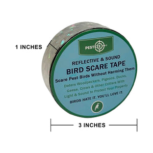 PESTEZE® Holographic Dual Sided Reflective & Sound Bird Scare Tape [1 Inch x 295 ft] Use in Yards & Farms to Protect Vegetables, Fruits, Crops & Buildings from Pest Birds & Critters without Harming them