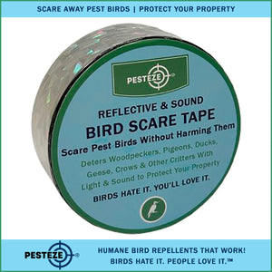 PESTEZE® Dual Sided Holographic Reflective & Sound Bird Scare Tape [2 Inch x 360 ft] Use in Yards & Farms to Protect Vegetables, Fruits, Crops & Buildings from Pest Birds & Critters without Harming them