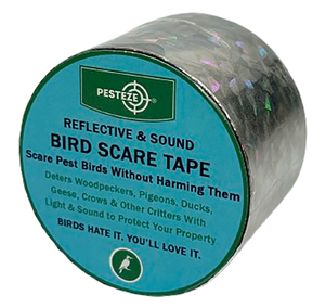 PESTEZE® Holographic Dual Sided Reflective & Sound Bird Scare Tape [1 Inch x 295 ft] Use in Yards & Farms to Protect Vegetables, Fruits, Crops & Buildings from Pest Birds & Critters without Harming them