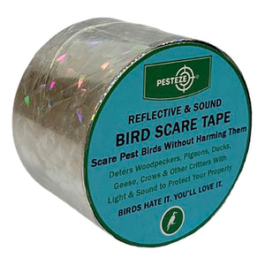 PESTEZE® Dual Sided Holographic Reflective & Sound Bird Scare Tape [2 Inch x 360 ft] Use in Yards & Farms to Protect Vegetables, Fruits, Crops & Buildings from Pest Birds & Critters without Harming them