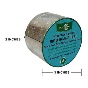 PESTEZE® Dual Sided Holographic Reflective & Sound Bird Scare Tape [2 Inch x 360 ft] Use in Yards & Farms to Protect Vegetables, Fruits, Crops & Buildings from Pest Birds & Critters without Harming them