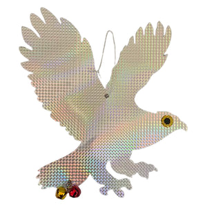 PESTEZE® Shiny Holographic Owl Bird Repellent with 2 Bells [12.5 x 16 inch] Sound & Reflection Deters Woodpeckers, Pigeons, Crows, Ducks, Geese & Critters from Yards without Harming them to Protect Property