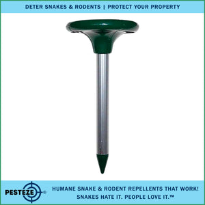 PESTEZE® Solar Snake & Rodent Sound Deterrent. Auditable Sound Deters Snakes & Burrowing Rodents like Moles, Voles Gophers, Chipmunks, Groundhogs & Woodchucks from Destroying Gardens & Vegetables