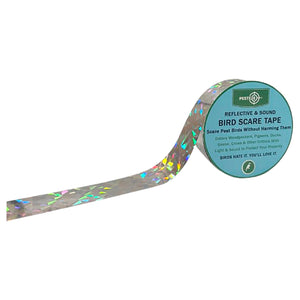 PESTEZE® Holographic Dual Sided Reflective & Sound Bird Scare Tape [1 Inch x 295 ft] Use in Yards & Farms to Protect Vegetables, Fruits, Crops & Buildings from Pest Birds & Critters without Harming them