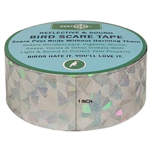 PESTEZE® Holographic Dual Sided Reflective & Sound Bird Scare Tape [1 Inch x 295 ft] Use in Yards & Farms to Protect Vegetables, Fruits, Crops & Buildings from Pest Birds & Critters without Harming them