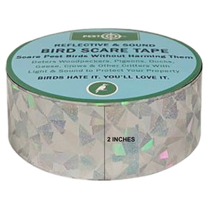 PESTEZE® Holographic Dual Sided Reflective & Sound Bird Scare Tape [1 Inch x 295 ft] Use in Yards & Farms to Protect Vegetables, Fruits, Crops & Buildings from Pest Birds & Critters without Harming them