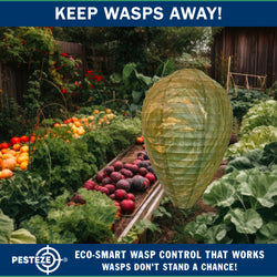 PESTEZE® USA Green Camo Paper Hanging Wasp Decoy Nest [11.8 x 8.6 Inch] Deters Several Wasp, Hornet & Yellow Jacket Species without Harsh Chemicals by Simulating Enemy Hives.