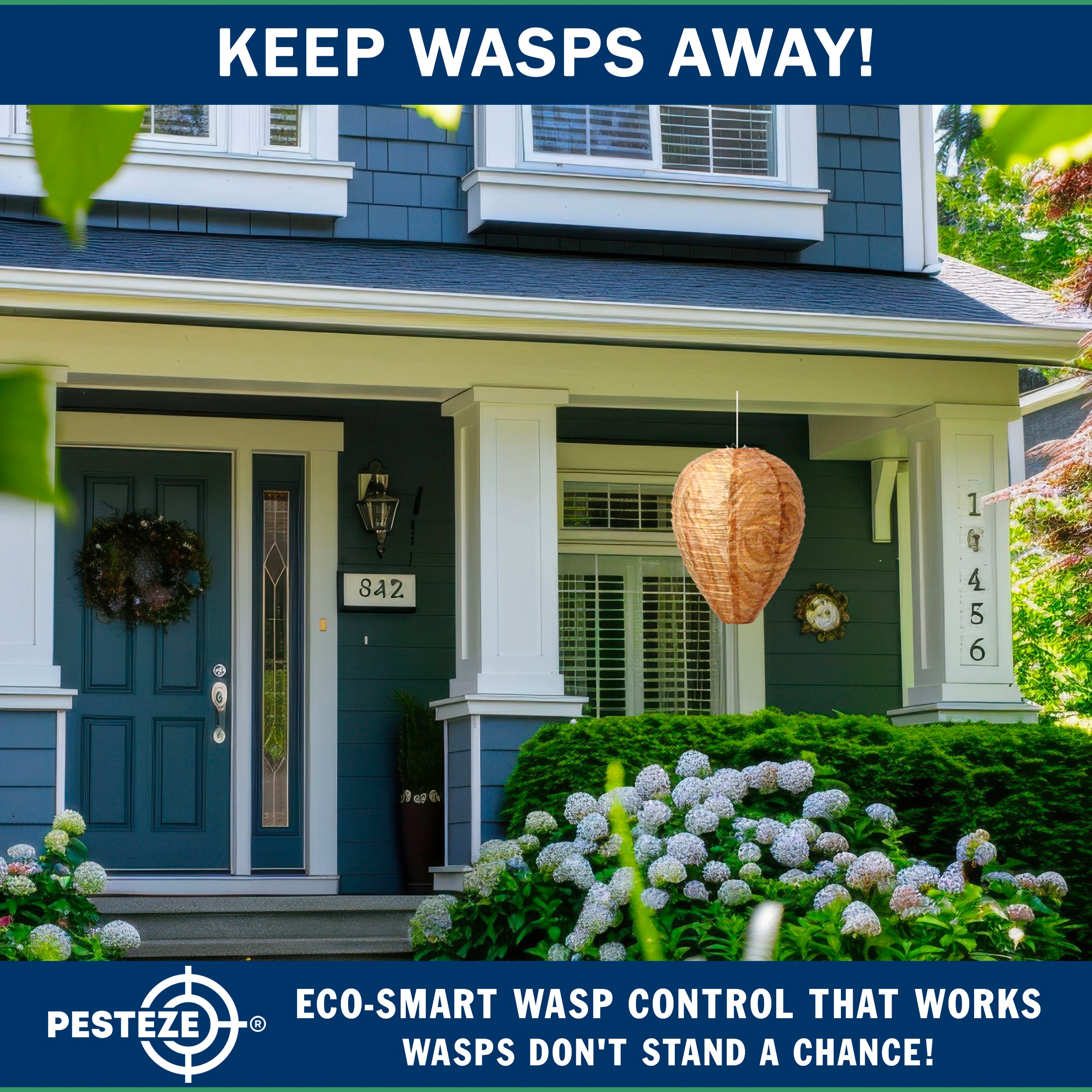 PESTEZE® USA Brown Waterproof Hanging Wasp Decoy Nest [2 Pack] Deters Several Wasp, Hornet & Yellow Jacket Species by Simulating Enemy Hives.