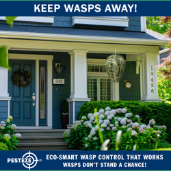 PESTEZE® USA Green Camo Waterproof Hanging Wasp Decoy Nest [11.8 x 8.6 Inch] Deters Several Wasp, Hornet & Yellow Jacket Species by Simulating Enemy Hives.