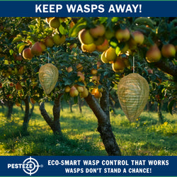 PESTEZE® USA Green Camo Paper Hanging Wasp Decoy Nest [11.8 x 8.6 Inch] Deters Several Wasp, Hornet & Yellow Jacket Species without Harsh Chemicals by Simulating Enemy Hives.