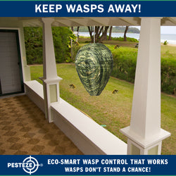 PESTEZE® USA Green Camo Waterproof Hanging Wasp Decoy Nest [11.8 x 8.6 Inch] Deters Several Wasp, Hornet & Yellow Jacket Species by Simulating Enemy Hives.