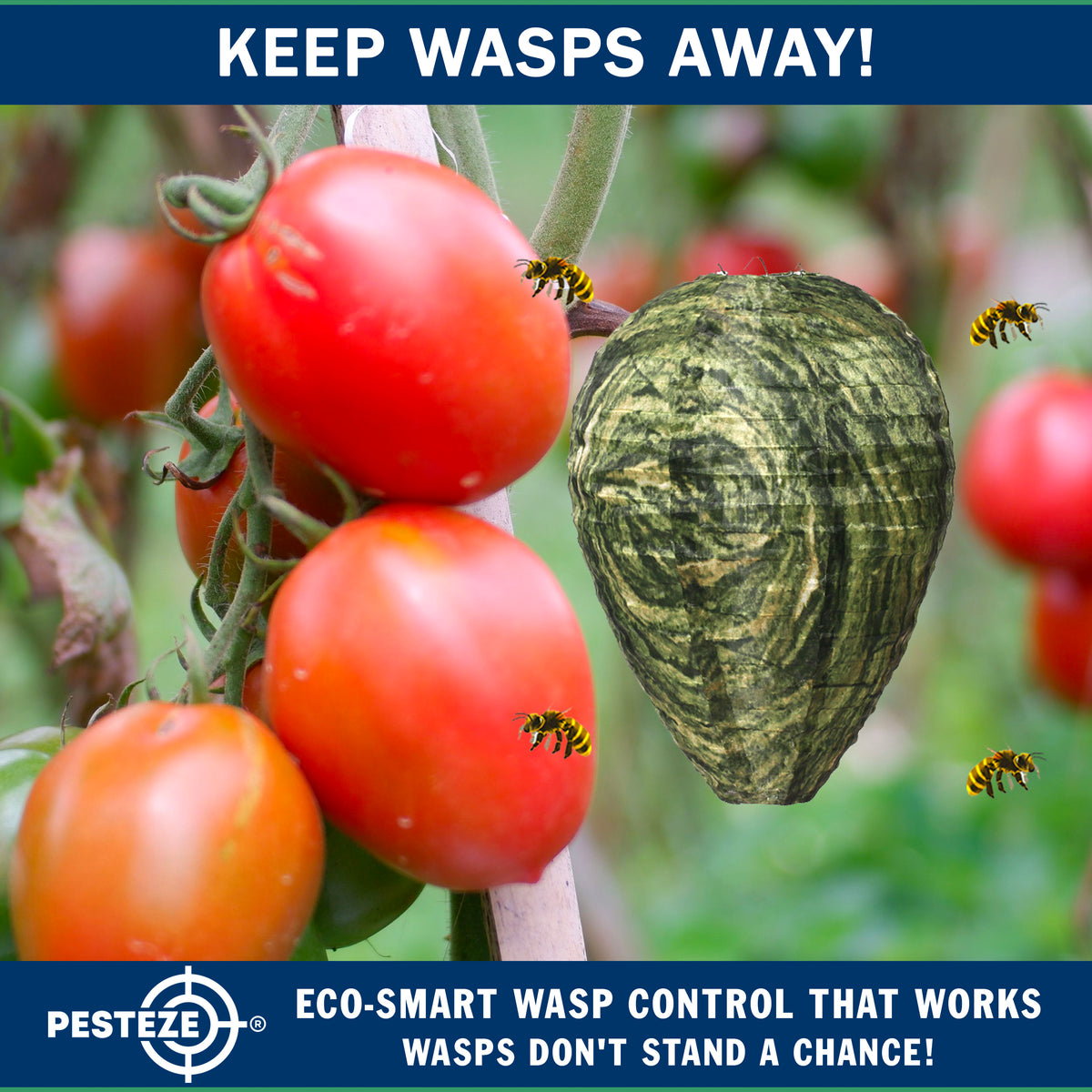 PESTEZE® USA Green Camo Waterproof Hanging Wasp Decoy Nest [2 Pack] Deters Several Wasp, Hornet & Yellow Jacket Species by Simulating Enemy Hives.
