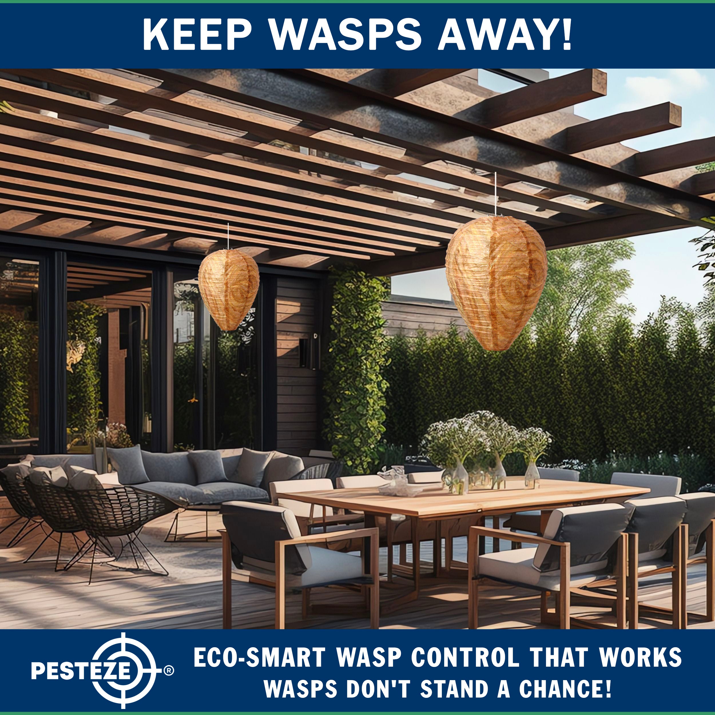 PESTEZE® USA Brown Waterproof Hanging Wasp Decoy Nest [2 Pack] Deters Several Wasp, Hornet & Yellow Jacket Species by Simulating Enemy Hives.