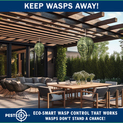 PESTEZE® USA Green Camo Waterproof Hanging Wasp Decoy Nest [11.8 x 8.6 Inch] Deters Several Wasp, Hornet & Yellow Jacket Species by Simulating Enemy Hives.