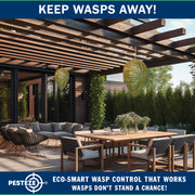 PESTEZE® USA Green Camo Paper Hanging Wasp Decoy Nest [11.8 x 8.6 Inch] Deters Several Wasp, Hornet & Yellow Jacket Species without Harsh Chemicals by Simulating Enemy Hives.