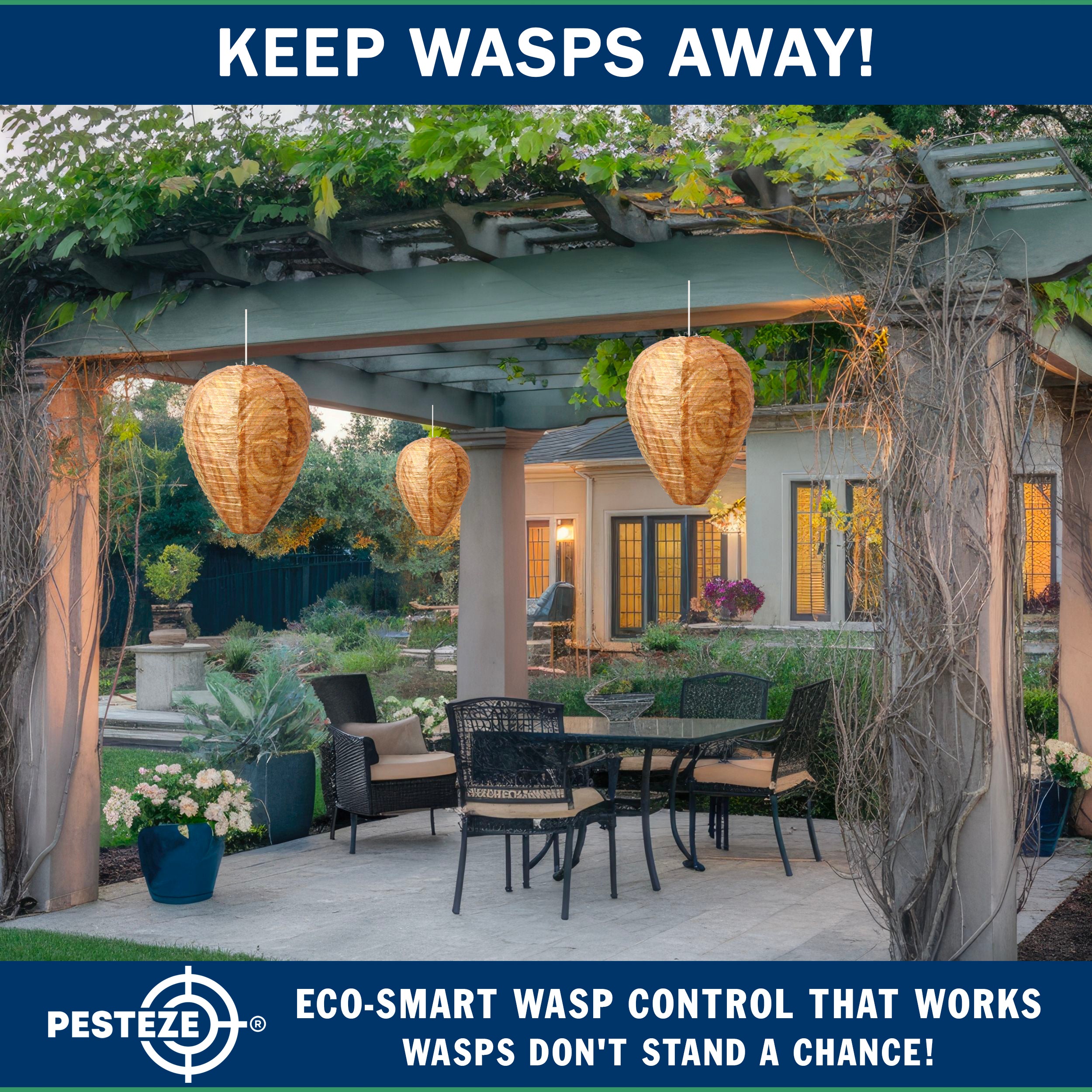 PESTEZE® USA Brown Waterproof Hanging Wasp Decoy Nest [2 Pack] Deters Several Wasp, Hornet & Yellow Jacket Species by Simulating Enemy Hives.