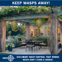 PESTEZE® USA Green Camo Paper Hanging Wasp Decoy Nest [11.8 x 8.6 Inch] Deters Several Wasp, Hornet & Yellow Jacket Species without Harsh Chemicals by Simulating Enemy Hives.