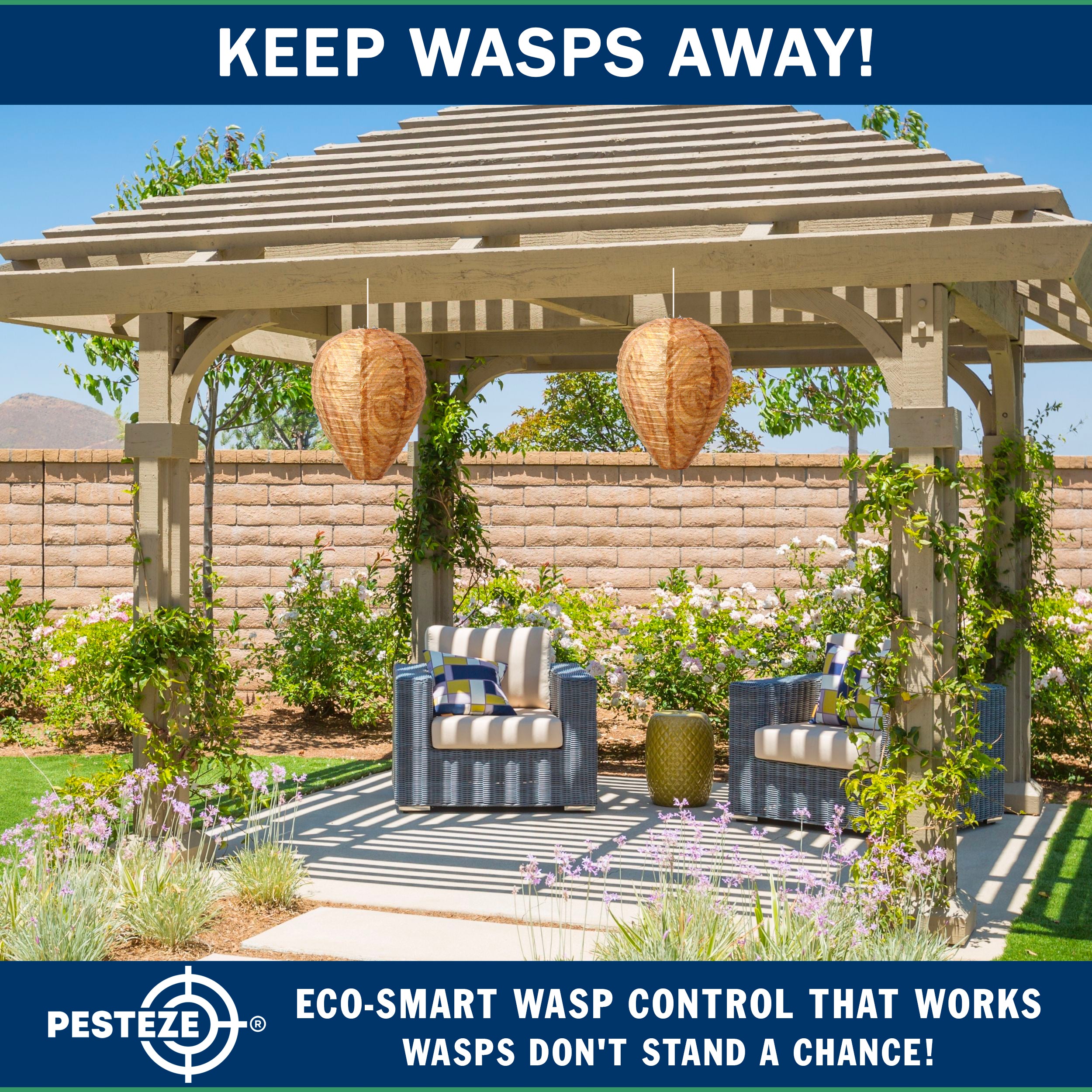 PESTEZE® USA Brown Waterproof Hanging Wasp Decoy Nest [2 Pack] Deters Several Wasp, Hornet & Yellow Jacket Species by Simulating Enemy Hives.